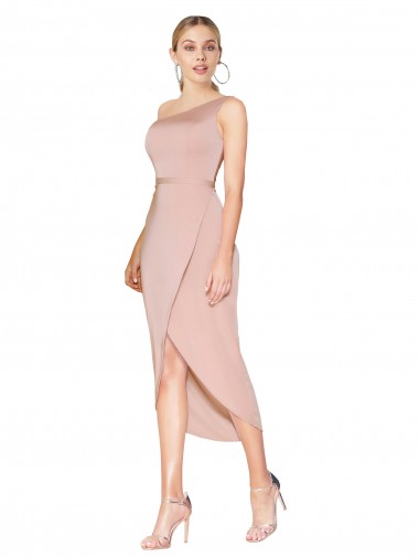 Achat Sirène Col Haut Crêpe Stretch Courte Asymétrique Robes demoiselle d'honneur / Robes de soirée / Robes de cocktail