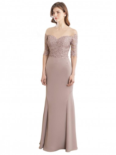 Achat Sirène Col Haut Mousseline Dentelle Longue Robes demoiselle d'honneur