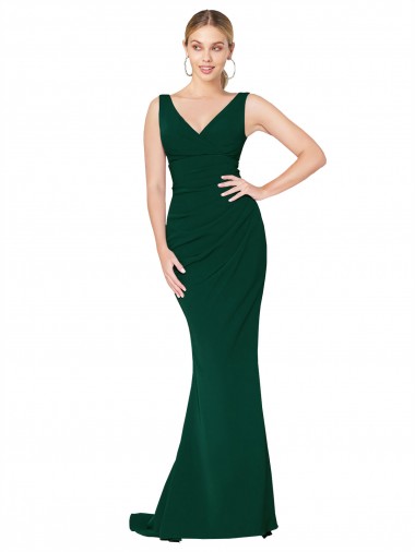 Achat Sirène Col V Crêpe Stretch Longue Formelles Robes demoiselle d'honneur / Robes de soirée / Robes de bal