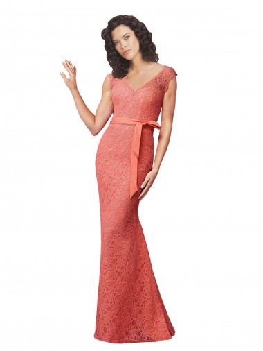 Achat Sirène Col V Dentelle Longue Robes demoiselle d'honneur