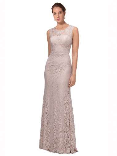 Achat Sirène Illusion Scoop Dentelle Longue Robes demoiselle d'honneur / Robes de bal