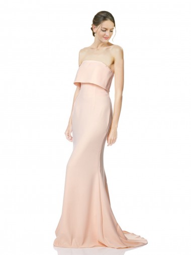 Achat Sirène Sans bretelle Col Haut Crêpe Stretch Longue Formelles Robes demoiselle d'honneur / Robes de soirée / Robes de bal
