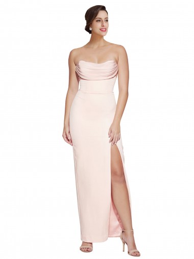 Achat Sirène Satiné Stretch Longue Formelles Robes demoiselle d'honneur / Robes de soirée / Robes de bal