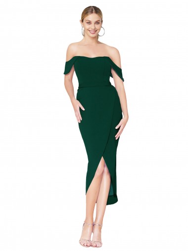 Achat Sirène Épaule Dénudée Col Haut Crêpe Stretch Courte Asymétrique Robes demoiselle d'honneur / Robes de soirée / Robes de cocktail