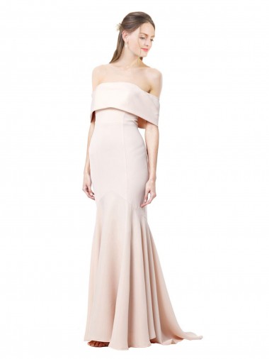Achat Sirène Épaule Dénudée Col Haut Crêpe Stretch Longue Formelles Robes demoiselle d'honneur / Robes de soirée / Robes de bal