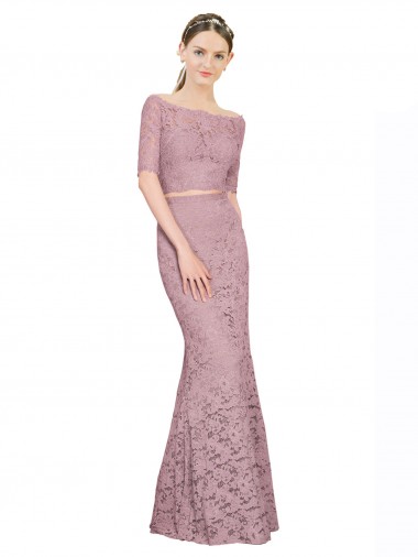 Achat Sirène Épaule Dénudée Dentelle Longue Robes demoiselle d'honneur / Robes de bal