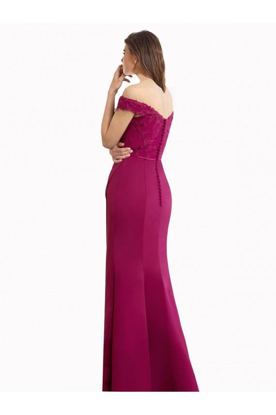 Achat Sirène Épaule Dénudée Mousseline Dentelle Longue Robes demoiselle d'honneur