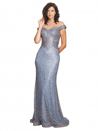 Achat Sirène Épaule Dénudée Paillette Longue Formelles Robes demoiselle d'honneur / Robes de soirée / Robes de bal