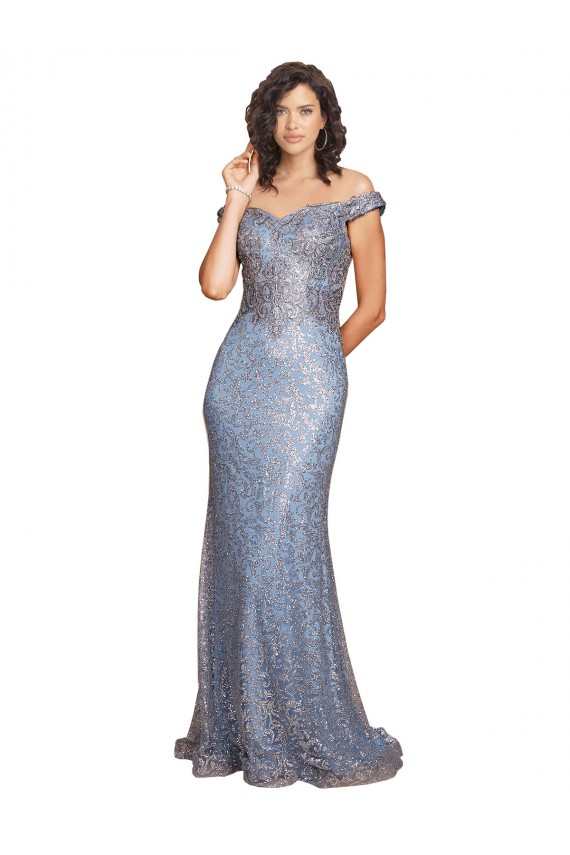 Achat Sirène Épaule Dénudée Paillette Longue Formelles Robes demoiselle d'honneur / Robes de soirée / Robes de bal
