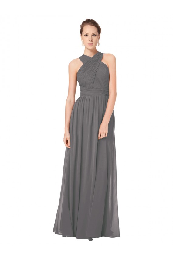 Achat Stormy Silver Trapèze Licou Mousseline Longue Robes demoiselle d'honneur