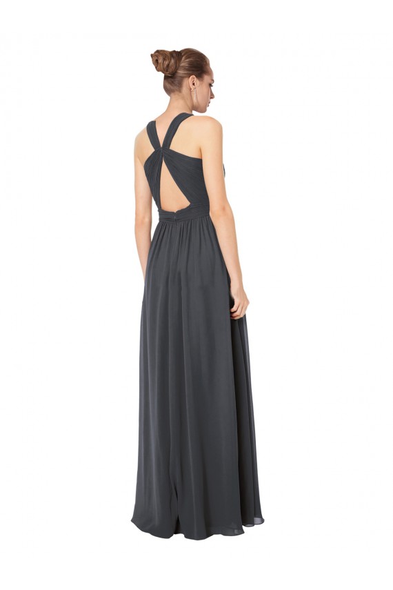 Achat Stormy Silver Trapèze Licou Mousseline Longue Robes demoiselle d'honneur