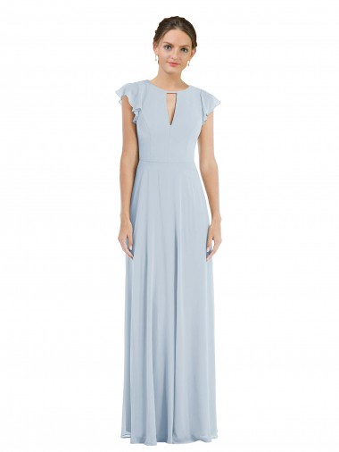 Achat Trapèze Bateau Mousseline Longue Formelles Robes demoiselle d'honneur / Robes de soirée