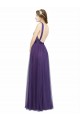 Achat Trapèze Bretelles spaghetti Bateau Tulle Longue Robes demoiselle d'honneur
