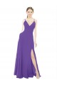 Achat Trapèze Bretelles spaghetti Col V Mousseline Longue Robes demoiselle d'honneur