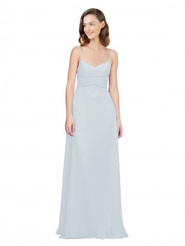 Achat Trapèze Bretelles spaghetti Mousseline Longue Robes demoiselle d'honneur