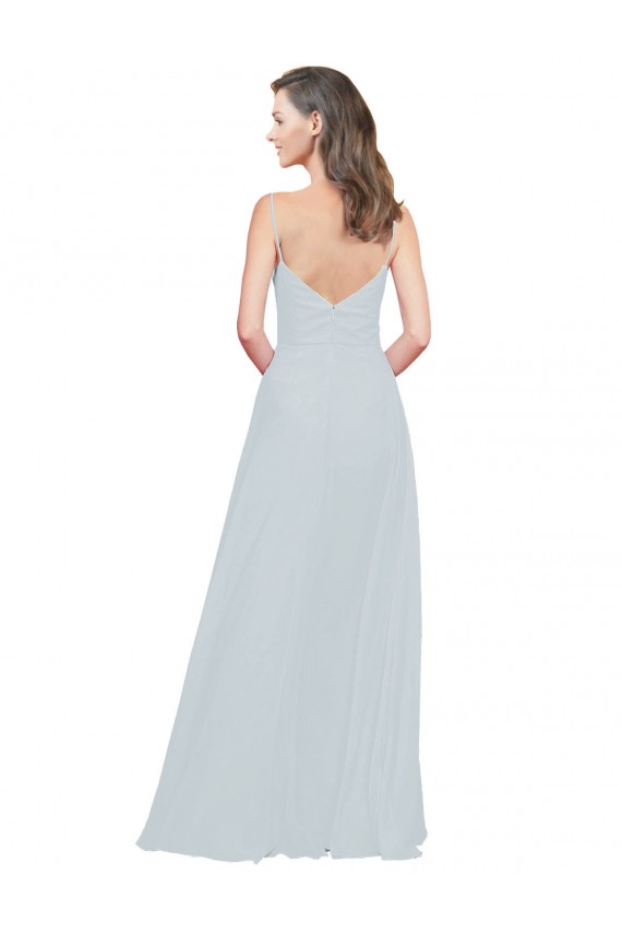 Achat Trapèze Bretelles spaghetti Mousseline Longue Robes demoiselle d'honneur