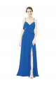 Achat Trapèze Bretelles spaghetti Mousseline Longue Robes demoiselle d'honneur