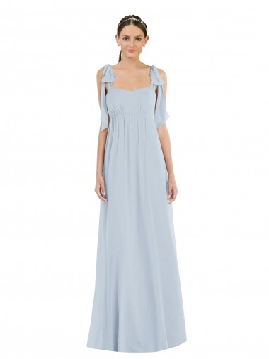 Achat Trapèze Bretelles spaghetti Mousseline Longue Robes demoiselle d'honneur