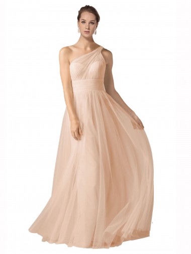 Achat Trapèze Bretelles spaghetti Tulle Longue Robes demoiselle d'honneur