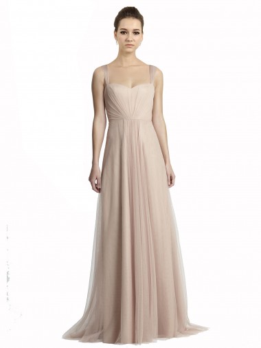 Achat Trapèze Col Carré Tulle Longue Robes demoiselle d'honneur
