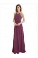 Achat Trapèze Col Haut Mousseline Longue Robes demoiselle d'honneur