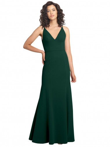 Achat Trapèze Col V Crêpe Stretch Longue Formelles Robes demoiselle d'honneur / Robes de soirée / Robes de bal