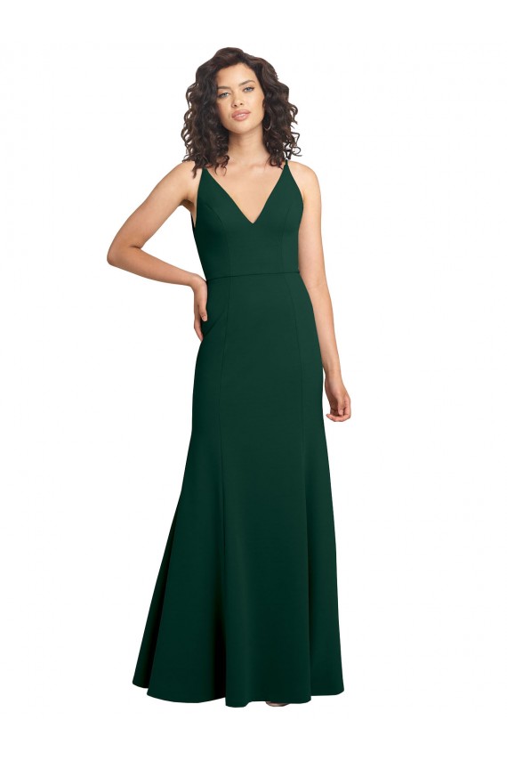 Achat Trapèze Col V Crêpe Stretch Longue Formelles Robes demoiselle d'honneur / Robes de soirée / Robes de bal