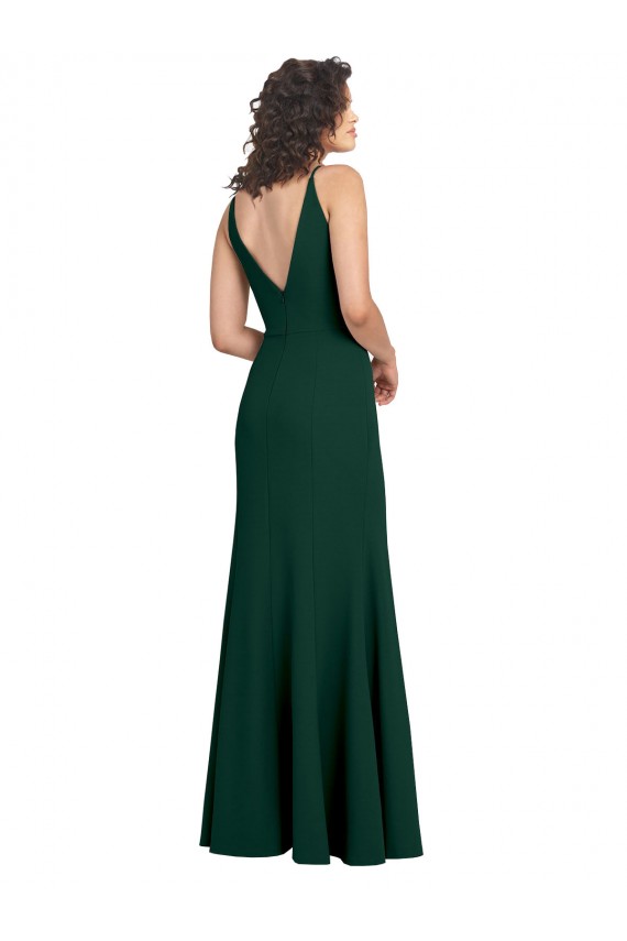 Achat Trapèze Col V Crêpe Stretch Longue Formelles Robes demoiselle d'honneur / Robes de soirée / Robes de bal