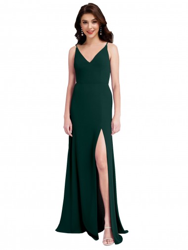 Achat Trapèze Col V Crêpe Stretch Longue Formelles Robes demoiselle d'honneur / Robes de soirée / Robes de bal