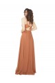 Achat Trapèze Col V Mousseline Longue Robes demoiselle d'honneur