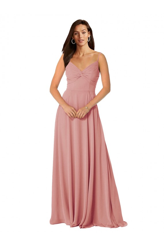 Achat Trapèze Col V Mousseline Longue Robes demoiselle d'honneur