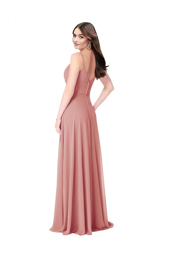 Achat Trapèze Col V Mousseline Longue Robes demoiselle d'honneur