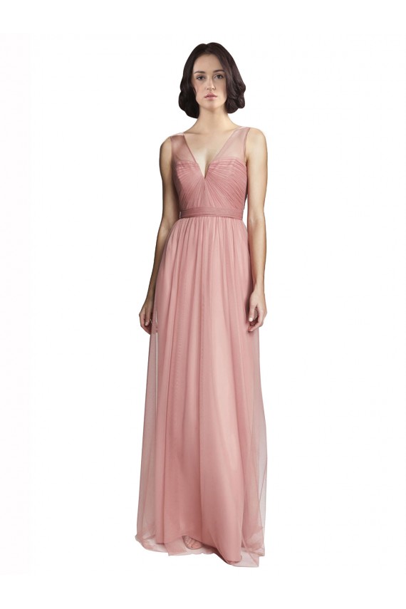 Achat Trapèze Col V Tulle Longue Robes demoiselle d'honneur