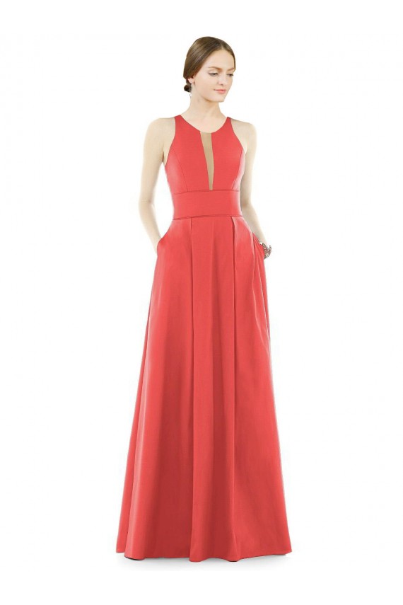 Achat Trapèze Col bijou Satiné Longue Robes demoiselle d'honneur