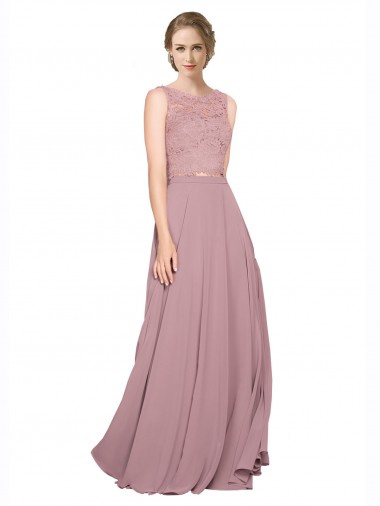 Achat Trapèze Illusion Mousseline Dentelle Longue Robes demoiselle d'honneur / Robes de bal