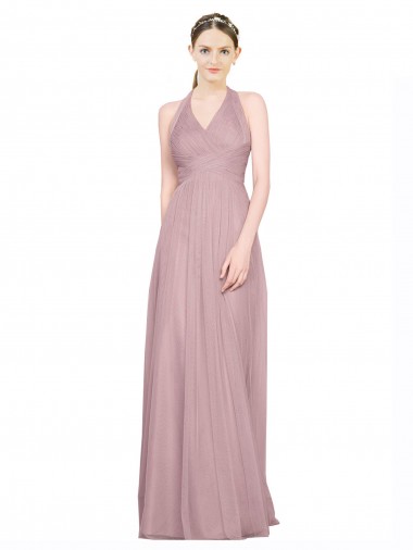 Achat Trapèze Licou Col V Tulle Longue Robes demoiselle d'honneur
