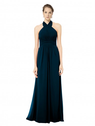 Achat Trapèze Licou Mousseline Longue Robes demoiselle d'honneur