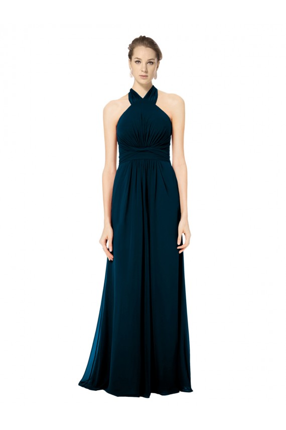 Achat Trapèze Licou Mousseline Longue Robes demoiselle d'honneur