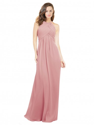 Achat Trapèze Licou Mousseline Longue Robes demoiselle d'honneur