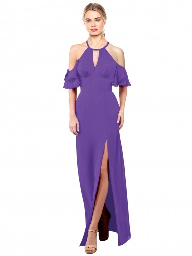 Achat Trapèze Licou Mousseline Longue Robes demoiselle d'honneur