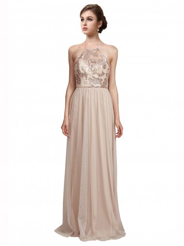 Achat Trapèze Licou Tulle Longue Robes demoiselle d'honneur