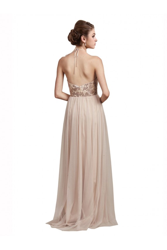 Achat Trapèze Licou Tulle Longue Robes demoiselle d'honneur