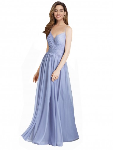 Achat Trapèze Mousseline Dentelle Longue Robes demoiselle d'honneur