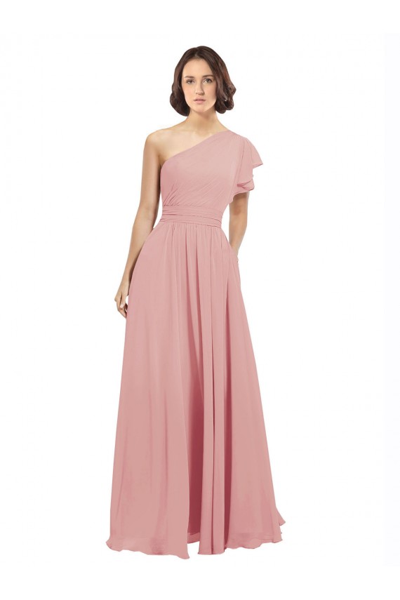 Achat Trapèze Mousseline Longue Robes demoiselle d'honneur