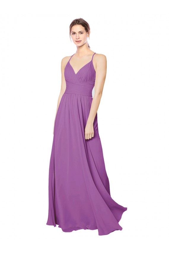 Achat Trapèze Mousseline Longue Robes demoiselle d'honneur