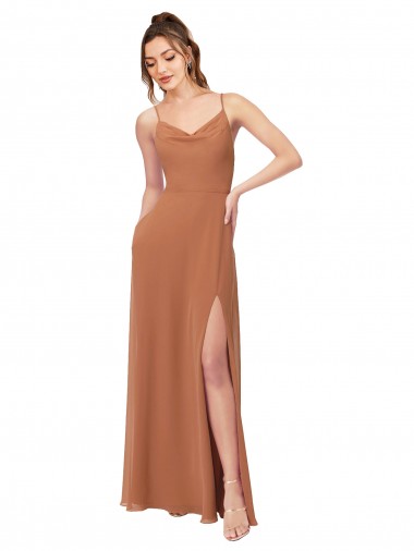 Achat Trapèze Mousseline Longue Robes demoiselle d'honneur