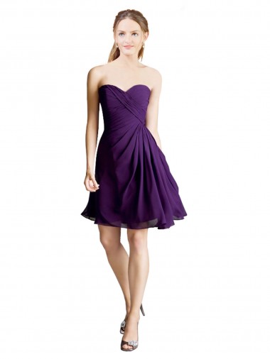Achat Trapèze Sans bretelle Mousseline Courte Robes demoiselle d'honneur / Robes de cocktail