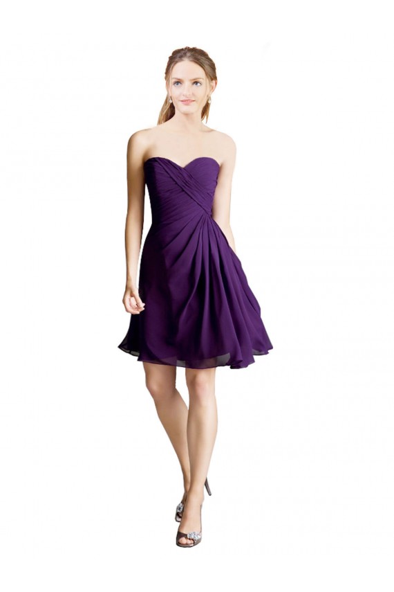 Achat Trapèze Sans bretelle Mousseline Courte Robes demoiselle d'honneur / Robes de cocktail