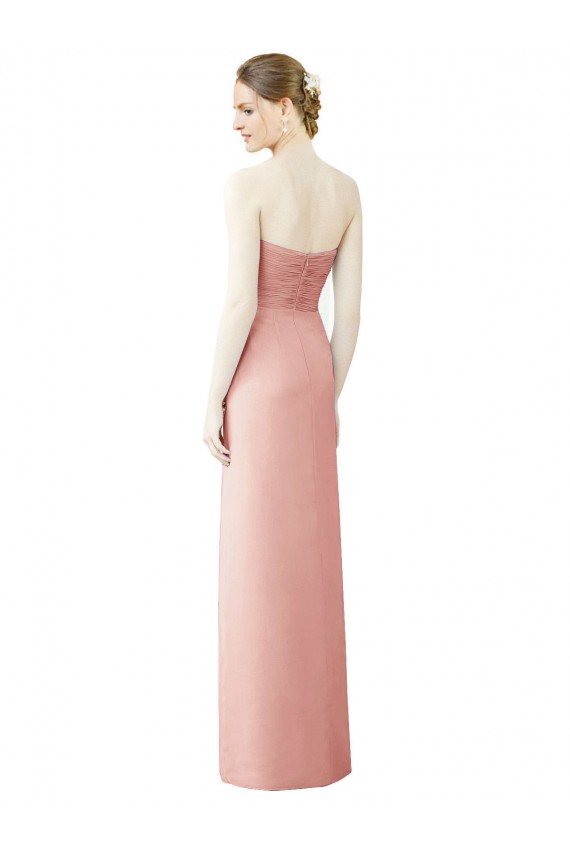 Achat Trapèze Sans bretelle Mousseline Longue Asymétrique Robes demoiselle d'honneur