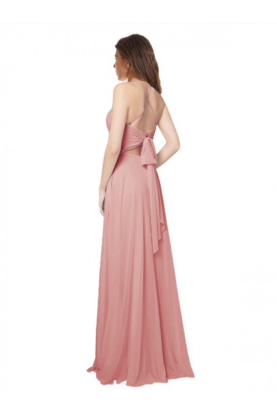 Achat Trapèze Sans bretelle Mousseline Longue Robes demoiselle d'honneur